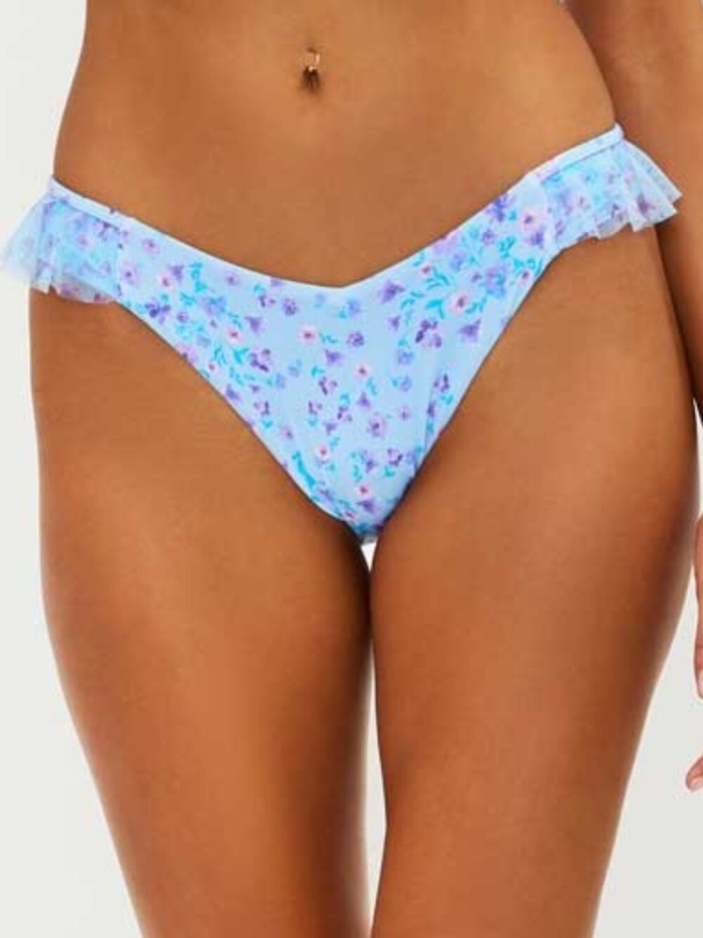 Beach Riot Paige Bikini Swim Bottom Ruffle Womens Large L Iris Petal NWT